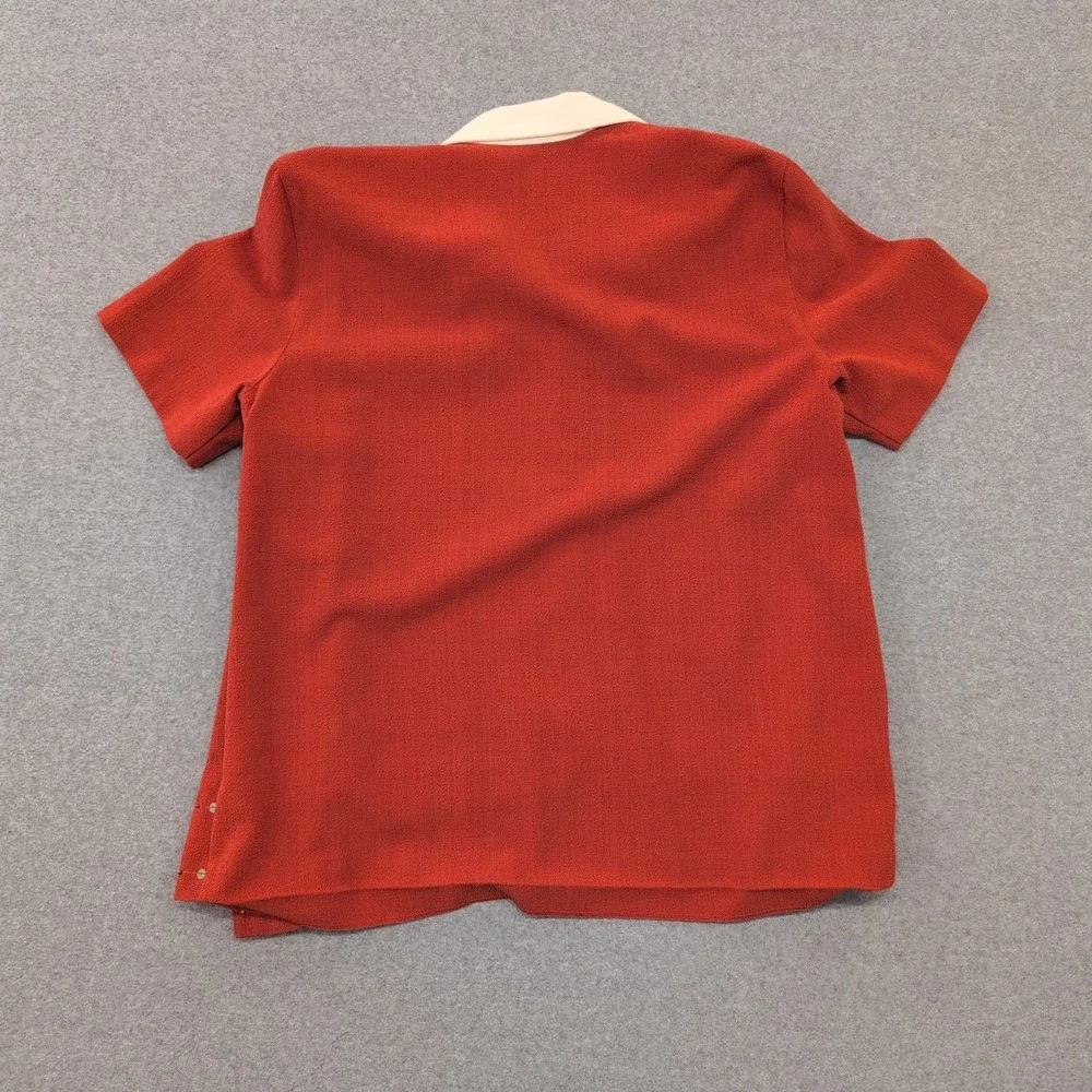Alfred Dunner Women's Red Embroidered Collared Button Front Shirt Size 14 - Picture 1 of 4